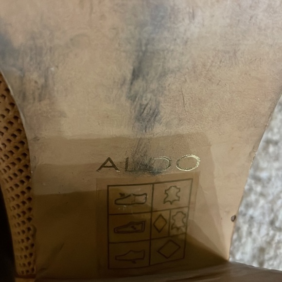 ALDO Brown Perforated Leather Tie Up Open Toe Heeled Booties - Picture 7 of 7